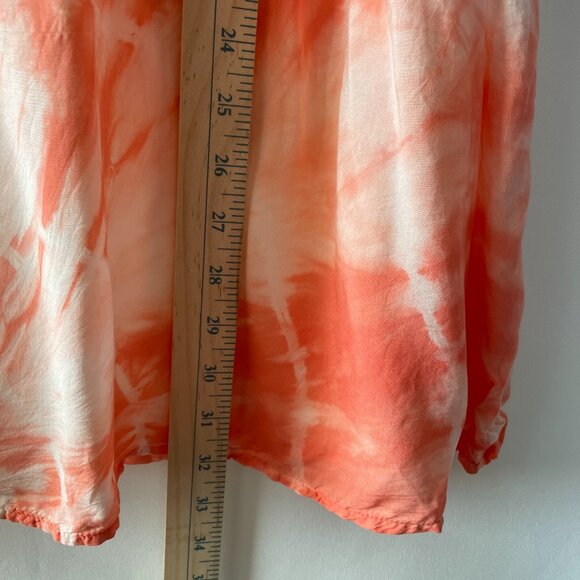 Chico's Womens Orange Tie Dye Print Side Slit Tunic Blouse Top Size 2 US Large - Picture 6 of 9